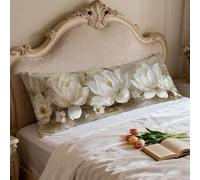 Beige Taie d'oreiller 40x140 Floral Taie Oreiller Rectangulaire Traversin 140 cm Double Face Impression Housse Coussin, Doux et Respirant Velour pillow Case pour Lit Canapé Taies D'oreillers 0p-188