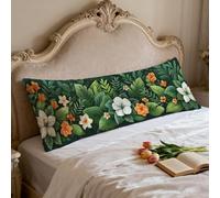 Beige Taie d'oreiller 40x145 Vert Taie Oreiller Rectangulaire Traversin 145 cm Double Face Impression Housse Coussin, Doux et Respirant Velour Pillow Case pour Lit Canapé Taies D'oreillers 0p-251