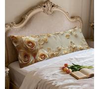 Beige Taie d'oreiller 60x180 Floral Taie Oreiller Rectangulaire Traversin 180 cm Double Face Impression Housse Coussin, Doux et Respirant Velour pillow Case pour Lit Canapé Taies D'oreillers 0p-302