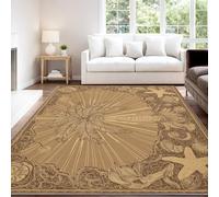 Beige Tapis Bohème Vintage Artistique Décontracté À Poils Courts Tropical Palmiers Étoiles de mer Coquillages - Tapis Doux Moelleux 40 x 60 cm, Antidérapant Salon Moquette, Ne Perd Pas Ses Poils