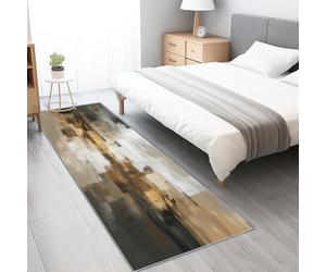 Beige Tapis Couloir Long Antidérapant Lavable en Machine 80x240 cm Cuisine Chambre Adulte Interieur Bureau Poil Ras Praticiens de l'artPaysage Abstrait à l'huile