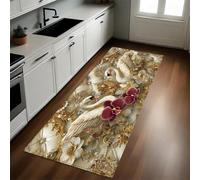 Beige Tapis de Cuisine Swan Diamond en Emballage Souple 40 x 120 cm Antidérapant Lavable Devant Évier Absorbant et Doux pour Cuisine Couloir Salon et Entrée