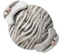 Beige Tapis de Salon Rond 120 cm, Élégant Shabby Chic Imprimé Zèbre Tapis Chambre Antidérapant Lavable, Ne Perd Pas Ses Poils Moelleux Moquette pour Chambre d'enfant Salle à Manger