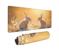 Beige Tapis de Souris XXL 1000 x 500 mm, Tapis Souris Lapin sous Main Bureau avec 3MM Bords Cousus, Imperméable Mouse Pad Base en Caoutchouc Antidérapant Surface pour Gamer, PC, Cadeau -hjw2601B5