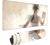 Beige Tapis de Souris XXL 800 x 400 x 4 mm Grand Tapis Souris Ballet Mouse Pad Accessoire Bureau, Lavable, Base en Caoutchouc Antidérapant, Imperméable Mousepad pour Bureau Decor, Cadeau Femme w-1359