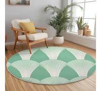 Beige Tapis Rond Lavable - Éléments Géométriques Bohèmes Peints À La Main Thème Imprimé Tapis pour Chambre Salon, Doux Antidérapant et Résistant à la Décoloration, 180 cm