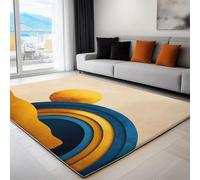 Beige Tapis Salon Célestes Bohèmes Soleil Cercles Intérieur Doux en Flanelle Tapis de Chambre, Poil Court Moderne Lavable Antidérapant Moquette - pour Salon Chambre 180 x 240 cm