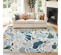 Beige Tapis Salon Petit Tapis, 120 x 170 cm Paillasson Interieur Entree Antidérapant, Mélancolie Couleur Crème Formes Géométriques Blocs Decoration Maison Carpet pour Salle à Manger Chambre à Coucher