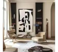 Beige Wabi Sabi Wall Art Black Beige Abstract @ Painting Handmade Minimalist Canvas Large Neutral Rich Decor 80x120cmNo Frame