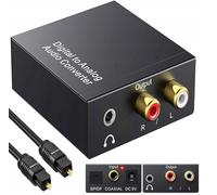 Beigemo Convertisseur DAC Audio 192kHz Numérique vers Analogique, Aluminium DAC Adaptateur, Digital SPDIF Optique Coaxial Toslink vers Stéréo L/R RCA Jack 3,5mm, pour TV Blu-Ray Xb0x
