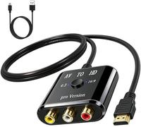 Beigemo Convertisseur RCA vers HDMI, adaptateur AV vers HDMI, 1080p, convertisseur analogique vers numérique avec commutation 4:3/16:9, compatible avec les consoles de jeux PS2, Wii, VHS, VCR, DVD