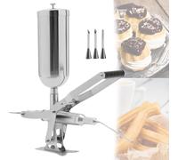 Beignets Machine à Remplir Manuelle Churro pour Restaurants et Boulangeries Comprend 4 Tubes de Remplissage pour Gelée et Crème