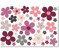 beihaasnatuerlich 40 autocollants fleurs Prilblumen pour cuisine, salle de bain, voiture, vélo, laptop, valise, téléphone, Bobbycar, trottinette - étanches, UV résistants (violet-beige)