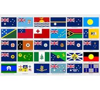 beihaasnatuerlich Lot de 30 autocollants pour drapeaux des pays de l'Australie + Océanie - 1 feuille - Résistant aux UV - Imperméable - Dimensions : 5 x 3 cm - Pour modélisme, valise, décoration