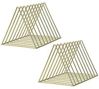 2 pcs Porte-revues en Fer, étagère de Rangement Multifonction Triangulaire pour Bureau, bibliothèques (doré)
