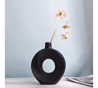 Beihaoer Vase en céramique pour décoration d'intérieur modernevase rond mat pour fleurs de la pampastyle nordique minimaliste à couchercadeau décoratif (S,noir)