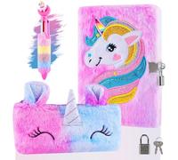 Beihre Journal Intime Fille avec Cadenas, Carnet Secret Fille avec Clé et Cadenas, Cahier de Broderie Privé Secret Set avec Sac à Stylo Multicolore, Carnet de Notes Cadeau pour les Enfants (Blue)