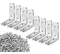 beihuazi® Lot de 8 équerres d'angle en acier inoxydable - 65 x 65 mm - En forme de L - Pour meubles - Avec 32 vis - Pour tableau, chaise, bibliothèque - Argenté