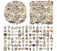 BEIIEB Lot de 100 autocollants vintage pour scrapbooking - Esthétiques - Imperméables et résistants - Pour bouteilles d'eau, agendas, skateboards, scrapbooking, albums photo, loisirs créatifs