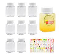 BEIIEB Transparent YLP1 Lot de 8 bouteilles en plastique avec couvercles, anti-fuite, jus réutilisables, conteneurs à boisson, pour stocker l'eau et d'autres boissons faites maison (100 ml)