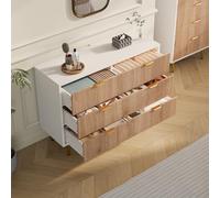 BEIJIALY Commode 6 Tiroirs,Meuble de Rangement Moderne avec 6 Tiroirs,Pieds et Poignées en métal,Commode Scandinave pour Chambre Adulte/Enfant,Salon,Couloir,Commode en Bois 100x34x73cm