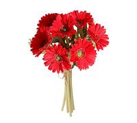 BEIJIALY Lot de 7 Marguerites Artificielles en Vrac, Fausses Marguerites, Fleurs Artificielles avec Tiges, Gerbera en Soie, Bouquet de Fausses Fleurs pour la Décoration de la Maison(Red)