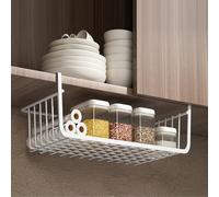 BEIJIALY Panier de rangement à suspendre sous une étagère, panier de rangement en métal multifonction pour cuisine, bureau, garde-manger, bibliothèque, taille M, noir