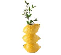 BEIJIALY Vase Décoratif en Céramique, Grand Vase pour Pièce Maîtresse, Vase à Fleurs Unique en Forme de Fruit, Vase à Fraises pour Fleurs, Vase à Fruits, Décoration D'étagère(Citron Jaune)