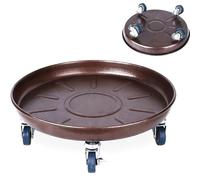 BeiJingYZ 1 PCS Plant Trays for Pots, Plant Pot Saucer with Wheels, Metal Drip Tray Round for Decoration and Transporting Large Potted(Brown,41 cm/16 in)