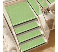 BeiJingYZ Lot de 10 Tapis Escalier à Rayures Fluorescentes, Antiderapant Moquette Escalier Découpables pour Marches en Bois, Intérieur, Auto-Adhésifs et sans Colle(Green,25x95 cm/10x37 in)