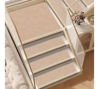 BeiJingYZ Lot de 10 Tapis Escalier à Rayures Fluorescentes, Antiderapant Moquette Escalier Découpables pour Marches en Bois, Intérieur, Auto-Adhésifs et sans Colle(Beige,25x95 cm/10x37 in)