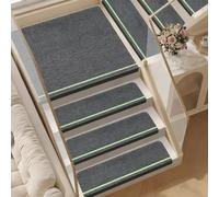 BeiJingYZ Lot de 10 Tapis Escalier à Rayures Fluorescentes, Antiderapant Moquette Escalier Découpables pour Marches en Bois, Intérieur, Auto-Adhésifs et sans Colle(Black,25x95 cm/10x37 in)