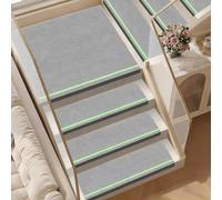 BeiJingYZ Lot de 10 Tapis Escalier à Rayures Fluorescentes, Antiderapant Moquette Escalier Découpables pour Marches en Bois, Intérieur, Auto-Adhésifs et sans Colle(Gray,25x95 cm/10x37 in)