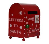 BeiJingYZ Petite Boite aux Lettres Décorative de Noël, Boite aux Lettres Vintage sur Pied en Fer avec Joli Motif, Rouge, 14x12x20 cm