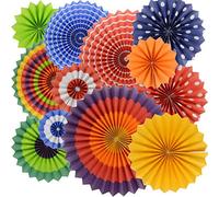 BeiLan Lot de 12 Papier de Soie Fan colorées Décorations à Suspendre pour Bébé Douche Decor d'anniversaire de Mariage Parti Decor Or Mur Anniversaire Halloween Noel Nouvel an