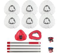 BeiLan Tête de Balai rotative, Base, poignée de Rechange Compatible avec Le système O-Cedar EasyWring 1 réservoir, 6 serpillères, 1 Couverture, 2 brosses, 4 poignées sectionnelles (Blanc)