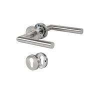 BEILEIOU Poignées de porte pour portes intérieures, ensemble de poignées de porte, acier inoxydable moderne en forme de L PZ-cylindre profilé argenté, design élégant et simple, idéal pour votre maison