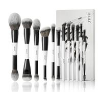 BEILI Lot de Pinceaux de Maquillage 12 Pièces, Ensemble de Pinceaux de Maquillage Professionnels, 18-en-12 avec Deux Extrémités pour Poudre, Fond de Teint, Correcteur, Sourcils, Fard à Paupières