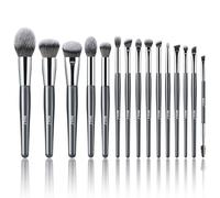 BEILI Pinceaux Maquillages 15 PCS Set Pinceaux Maquillage Brosse Maquillage Pinceau Végétaliens Fond de Teint Poudre Contour Fard Paupières Surbrillance Blush Correcteu Sourcil Liner-gris bleu