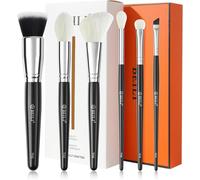 Beili Pinceaux Maquillages Professionnel 6 Pcs Maquillage Pinceau Végétaliens Set Fond De Teint Poudre Contour Fard Paupières Surbrillance Blush Correcteu Sourcil Liner