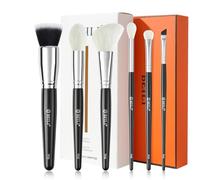 BEILI Pinceaux Maquillages Professionnel 6 PCS Maquillage Pinceau Végétaliens Set Fond de Teint Poudre Contour Fard Paupières Surbrillance Blush Correcteu Sourcil Liner
