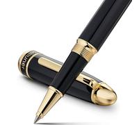 BEILUNER 315 Stylo Bille Roller de Luxe, Finition Or 24K Premium et Laqué Piano Élégant, Set Cadeau Cadre pour Professionnels et Diplômés, Stylo Bureau Raffiné - Noir & Or
