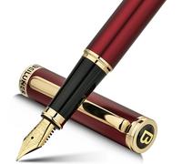 BEILUNER Stylo plume de luxe, revêtement décoratif plaqué or véritable, plume moyenne, avec coffret cadeau