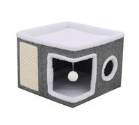 Beimus Abri d'hiver chaud pour chats - Double couche - Avec coussin amusant - Base antidérapante pour réduire le stress des animaux domestiques