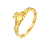 Beimus Alliance irlandaise Claddagh Designs symbolisant l'amitié et la fidélité fabriquée en acier doré, Size 0.8cm/0.31inch, 5,6,7,8,9Optional, Acier titane