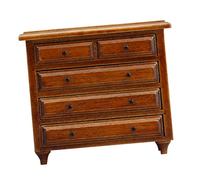 Beimus Armoire miniature antique en châtaignier échelle 1/12, 5 tiroirs compacte pour un design d'intérieur réaliste, armoire à tiroirs miniature en bois pour maisons de poupée