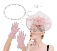 Beimus Bibi Derby pour femme avec collier, clous d'oreilles, gants pour course de chevaux, accessoires d'événement de jeu de rôle, accessoires pour cheveux pour fête à thème