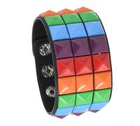 Beimus Bracelet réglable en cuir avec clous carrés style punk rock confortable pour une utilisation décontractée Cadeau unisexe pour homme Chaîne de main, taille unique, Comme décrit