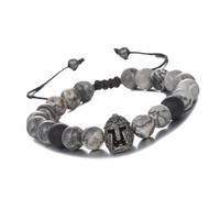 Beimus Bracelet réglable en pierre naturelle tissée pour casque et perles - Bracelet médiéval réglable - Bijoux cadeau, 4.68x3.51in, Zircone