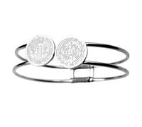 Beimus Bracelet rond en acier inoxydable avec médaillons religieux pour la force spirituelle, taille unique, Comme décrit